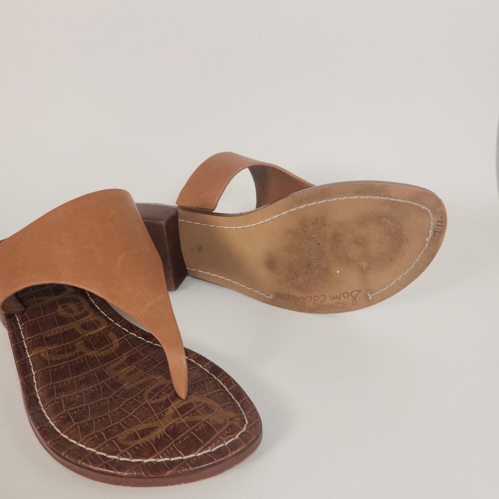 Sam Edelman Jaynee 7.5 M Leather Toe Thong Sandal Comfort Slip On Shoes Tan - Picture 6 of 7